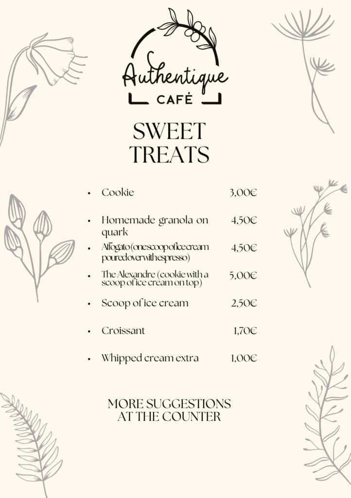 authentique café gourmandises sucrées en